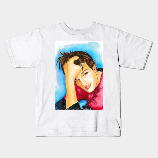 Ashton Kutcher Kids T-Shirt by Svetlana Pelin